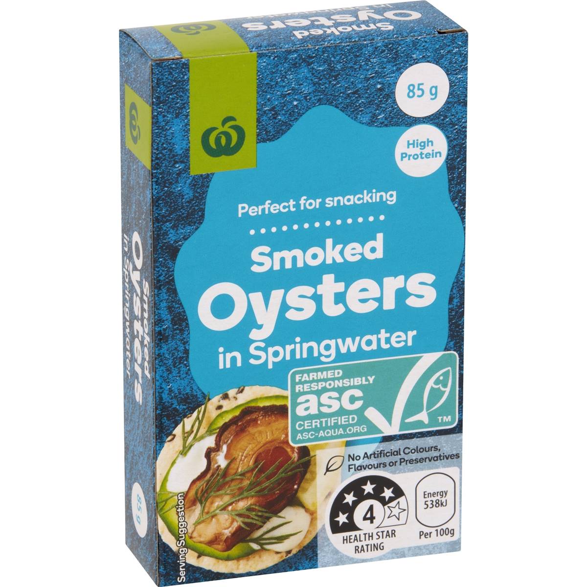 Calories in Woolworths Smoked Oysters In Springwater