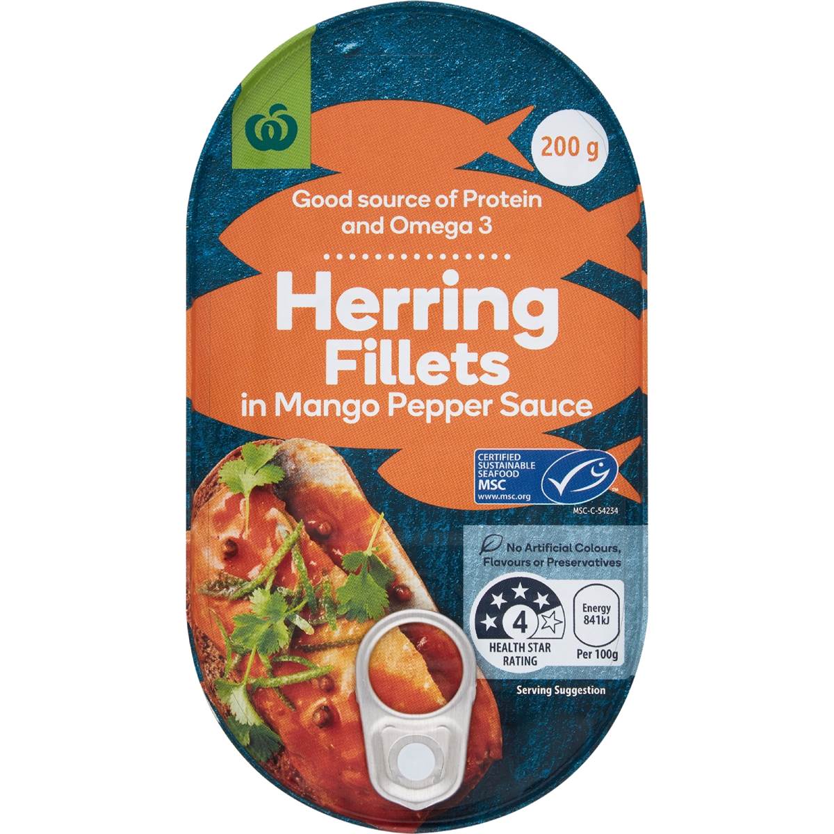 Calories in Woolworths Herring Fillets In Mango Pepper Sauce calcount
