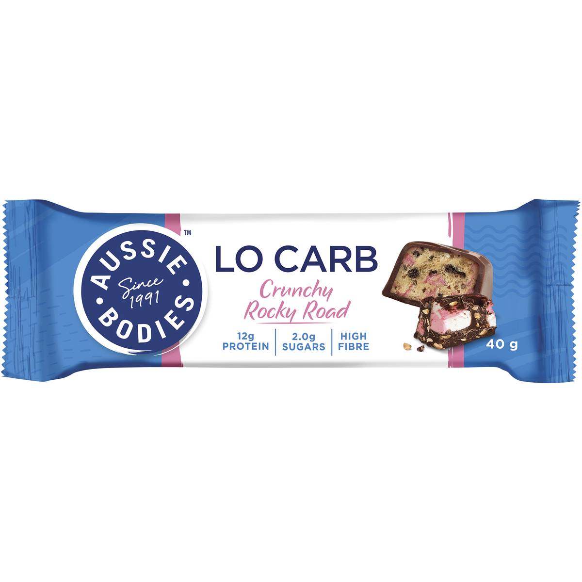 Calories in Aussie Bodies Lo Carb Protein Bar Crunchy Rocky Road
