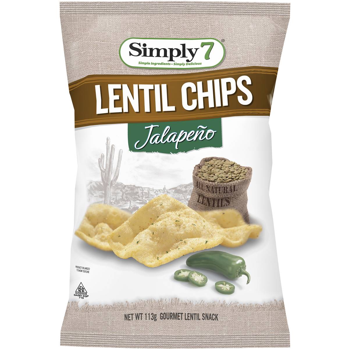 Calories in Simply 7 Jalapeno Lentil Chips