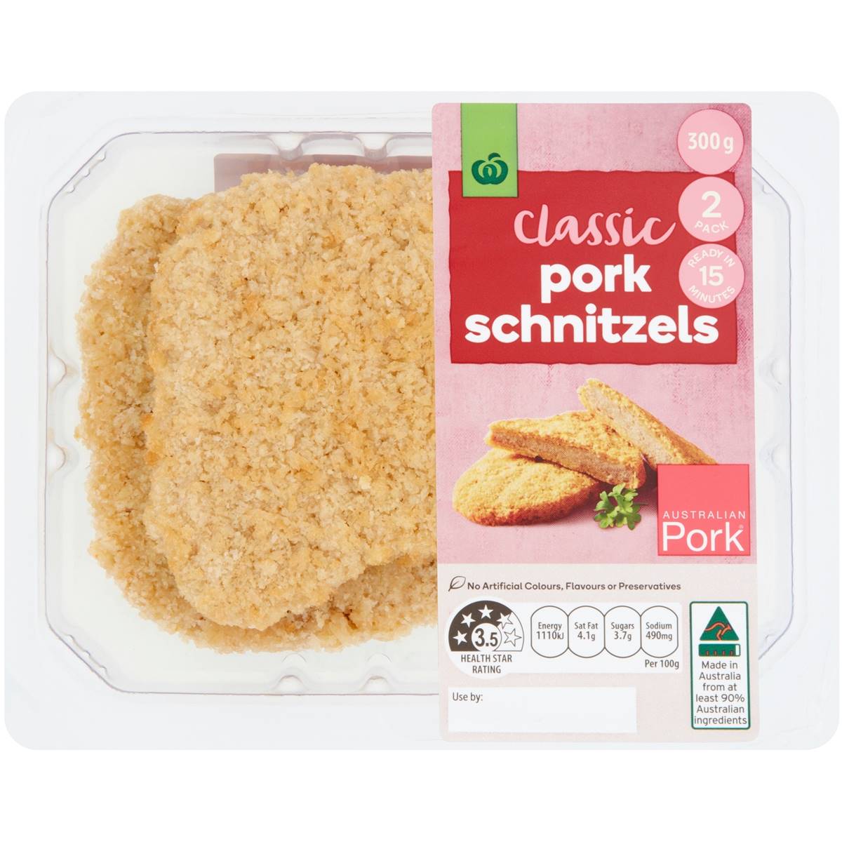 Calories in Woolworths Crumbed Pork Schnitzels