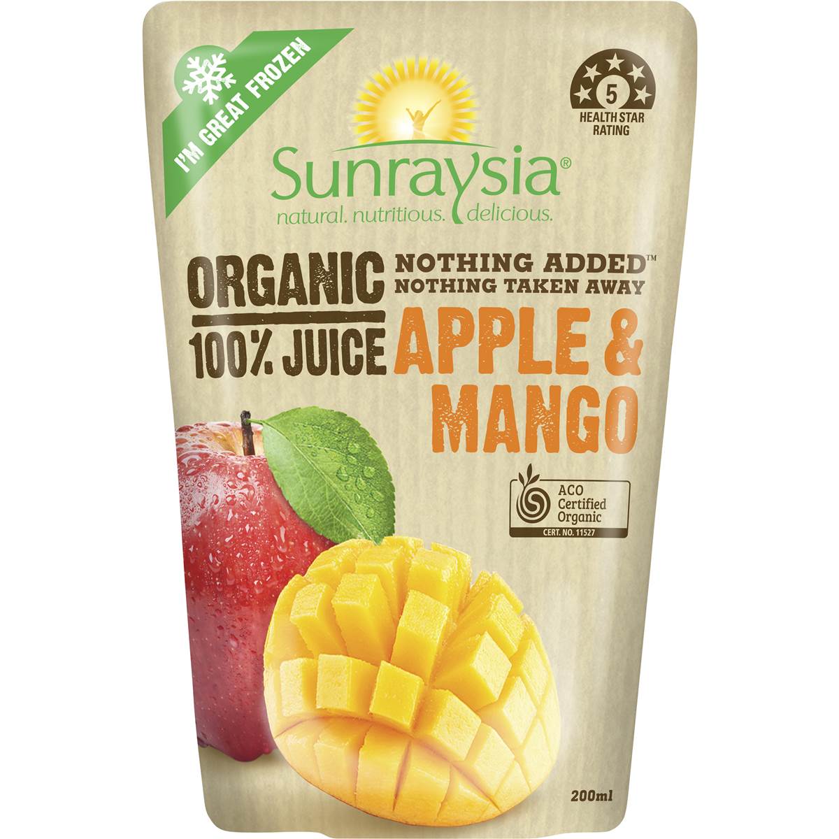 Calories in Sunraysia Organic Apple & Mango Juice