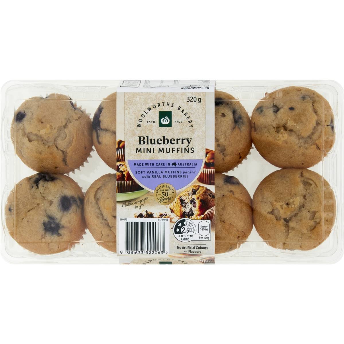 Calories in Woolworths Mini Blueberry Muffins