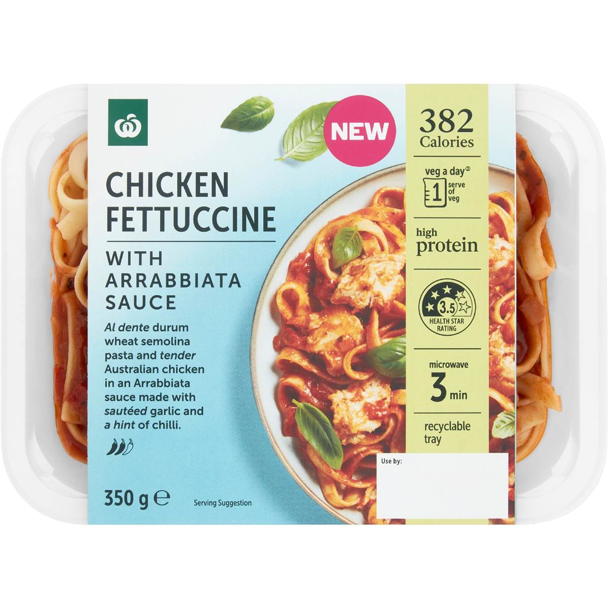 Woolworths Chicken Fettuccine With Arrabbiata Sauce 350g