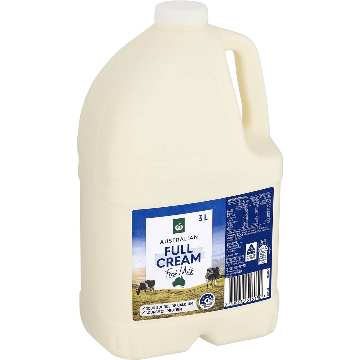 Calories in Woolworths Full Cream Milk calcount