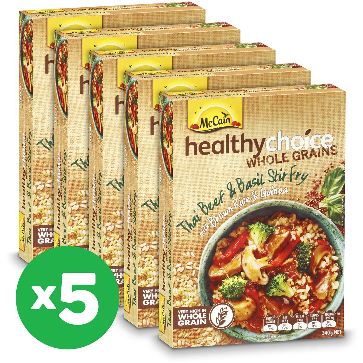 Mccain Healthy Choice Meals Thai Beef & Basil Stir Fry 340g X5 Bundle