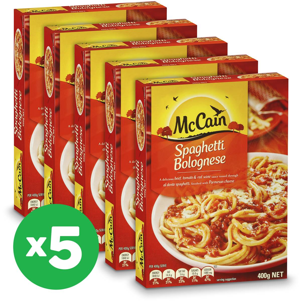 Mccain Meals Spaghetti Bolognese 400g X5 Bundle Woolworths