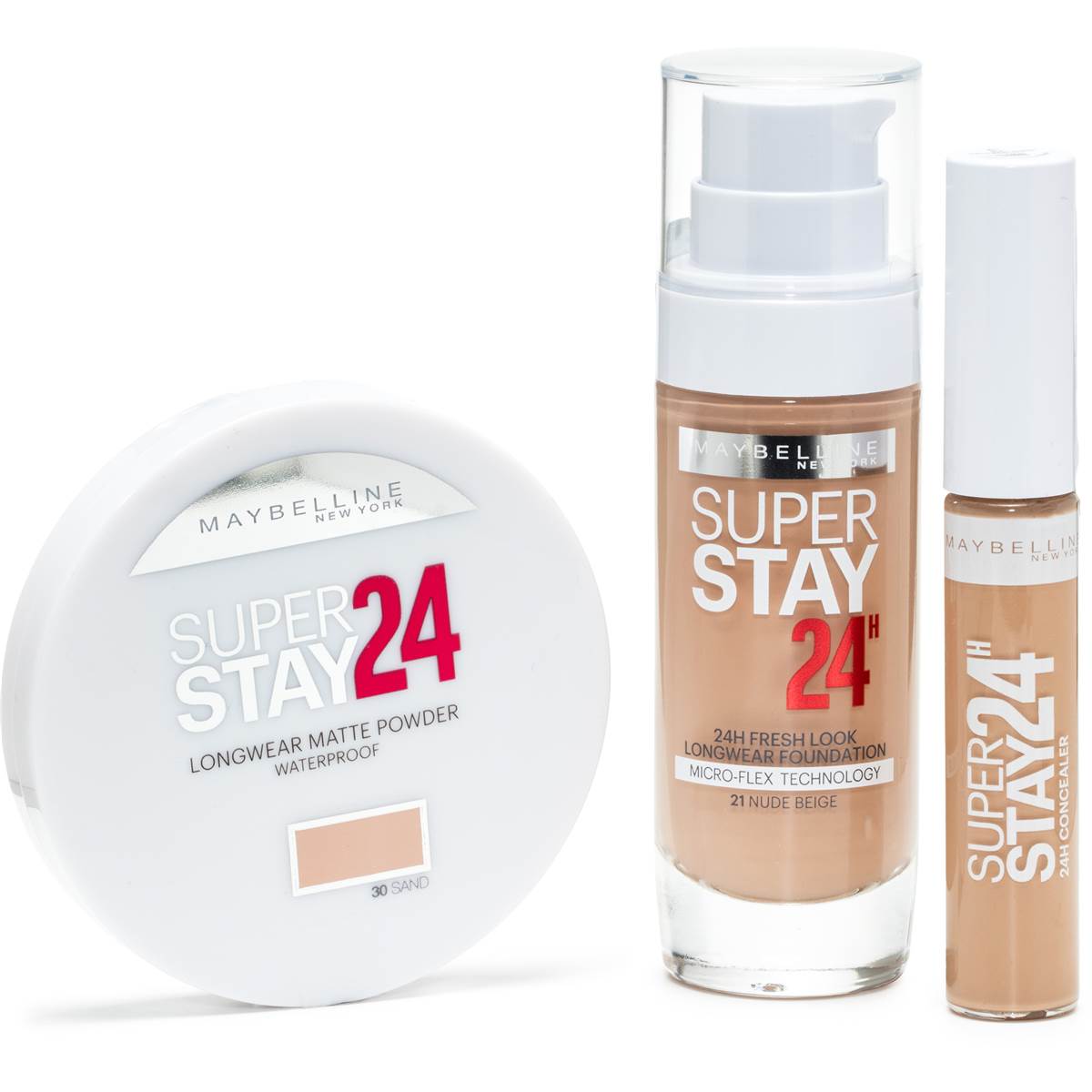 Maybelline Superstay 24hour Pump Nude Beige Foundation Concealer Powder Bundle Woolworths