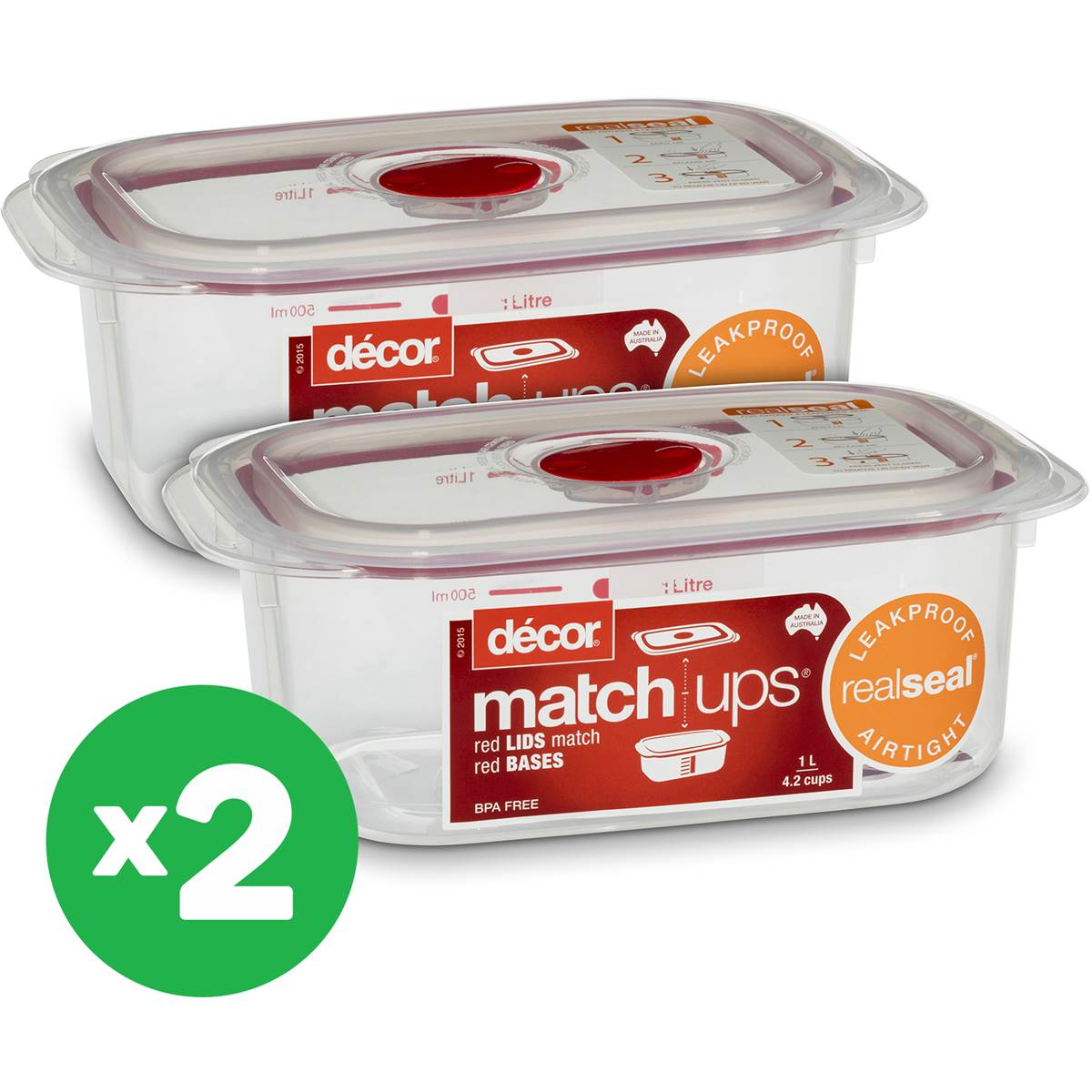 Decor Match Ups Oblong Food Storage 1l X2 Bundle Woolworths Decor Match Ups Oblong Food Storage 1l X2 Bundle Image