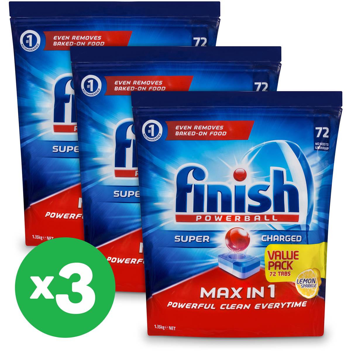 Finish Max In 1 Lemon Dishwashing Tablets 72pk X3 Bundle Woolworths