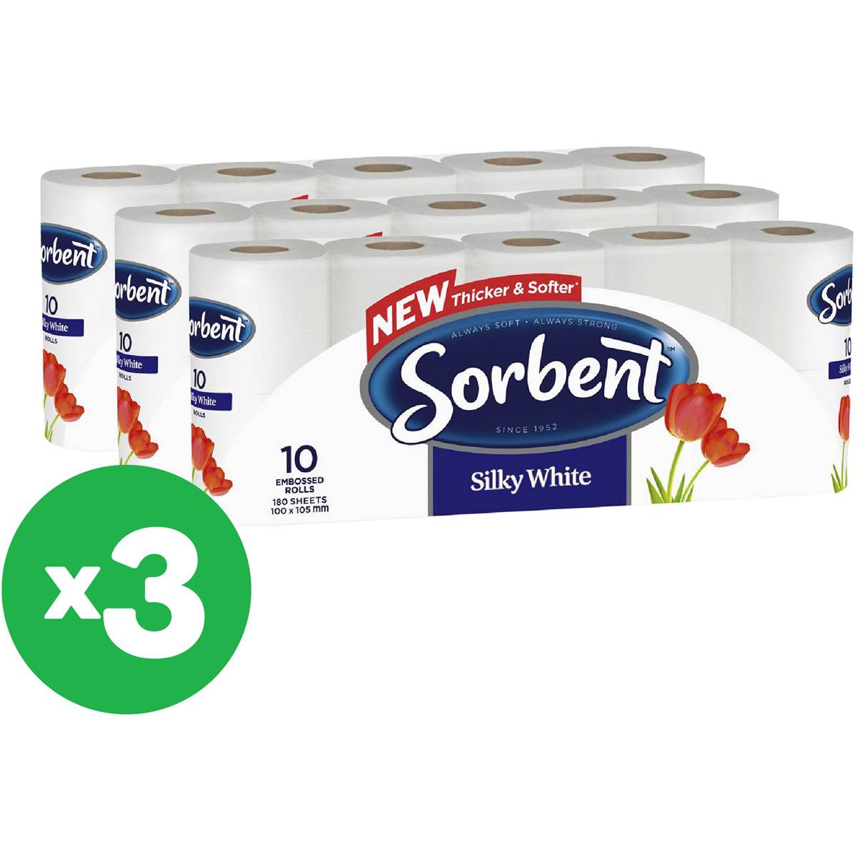 Sorbent White Toilet Paper 10pk X3 Bundle Woolworths