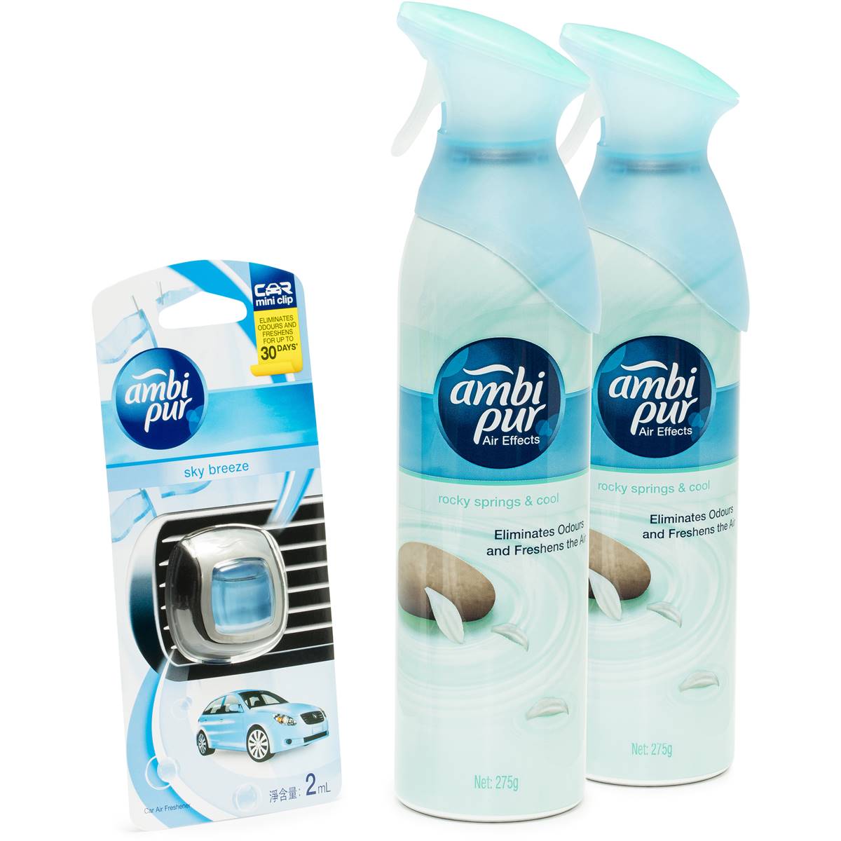 Ambi Pur Rocky Springs Air Freshener With Car Freshener Bundle | Woolworths