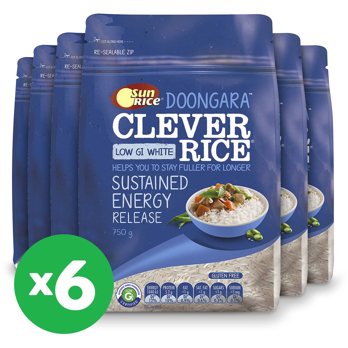 Sunrice White Rice Low Gi 750g X6 Bundle Woolworths