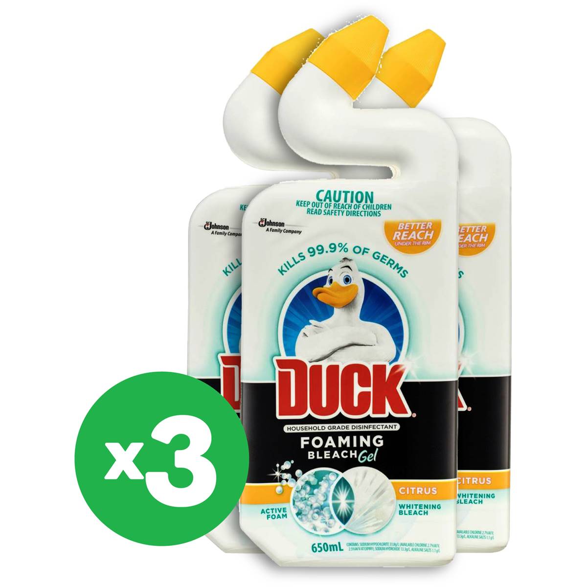 Duck Toilet Foaming Bleach Citrus 650ml X3 Bundle Woolworths