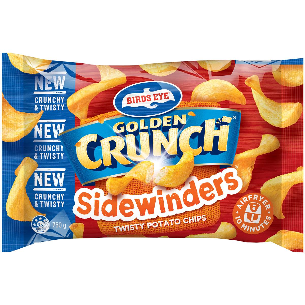 Birds Eye Golden Crunch Sidewinders Twisty Potato Chips