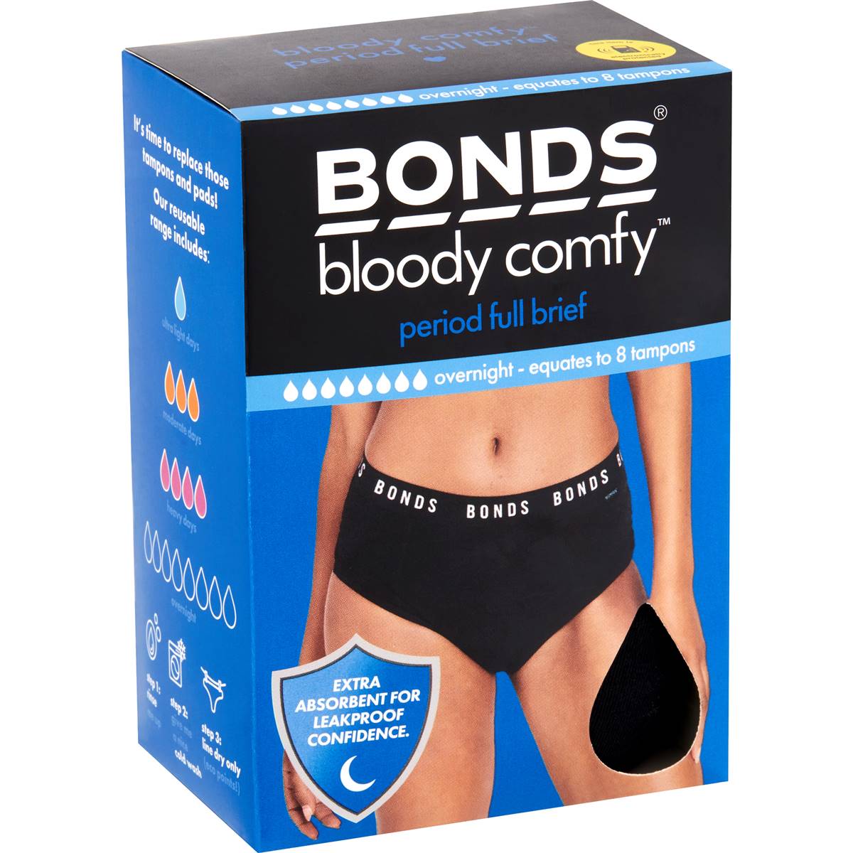 Bonds Bloody Comfy Overnight Period Full Brief Underwear Size 12
