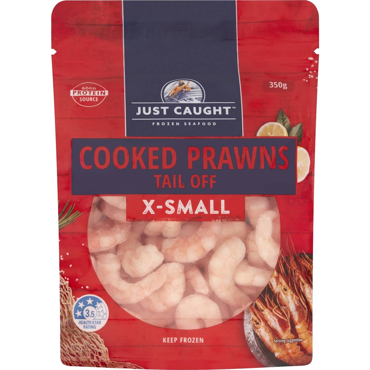 Just Caught Cooked Prawns Tail Off X-Small