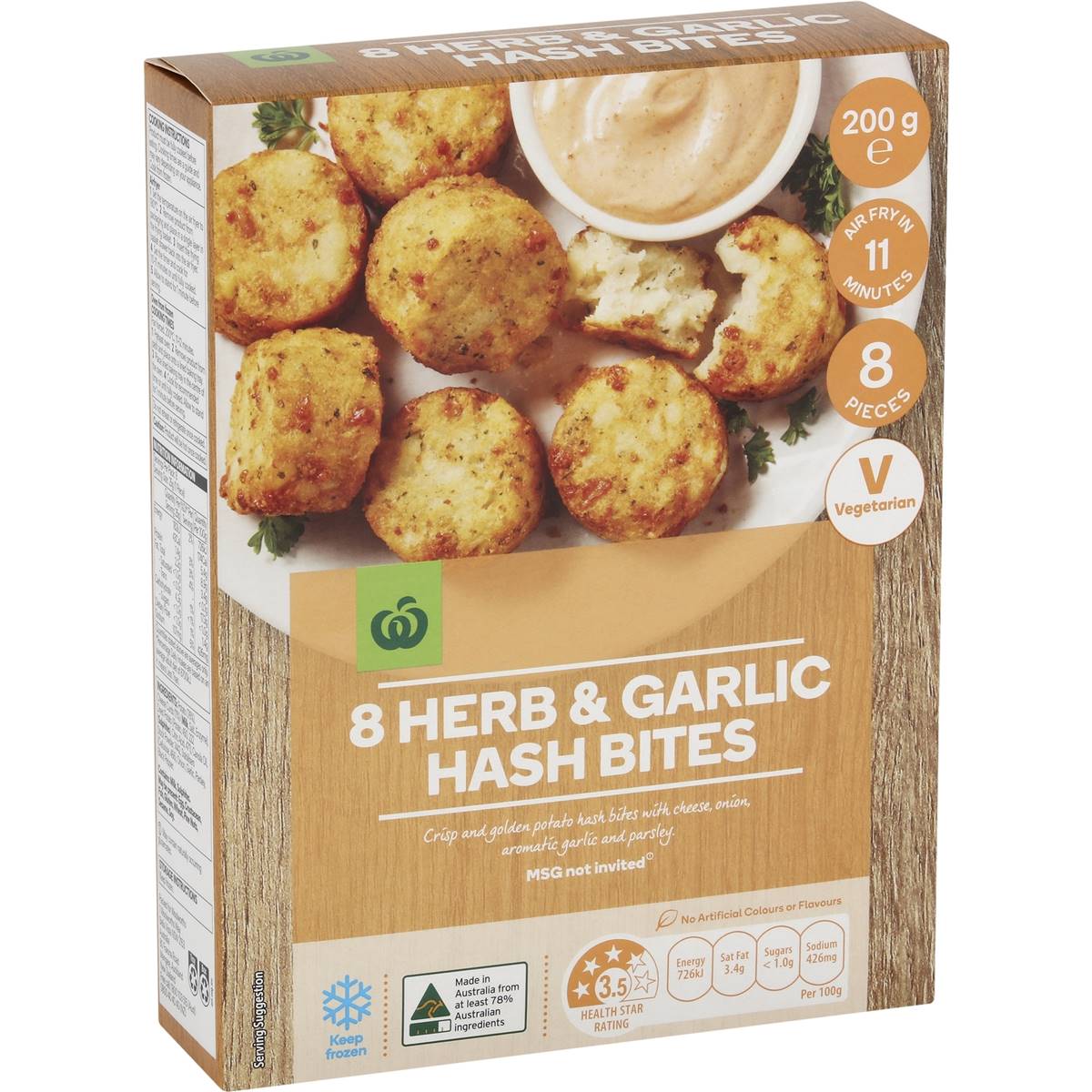 Woolworths Herb & Garlic Hash Bites 8 Pack 200g