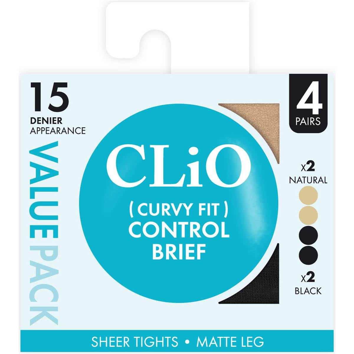 Clio Curvy Fit Control Brief 15 Denier Variety Size 2