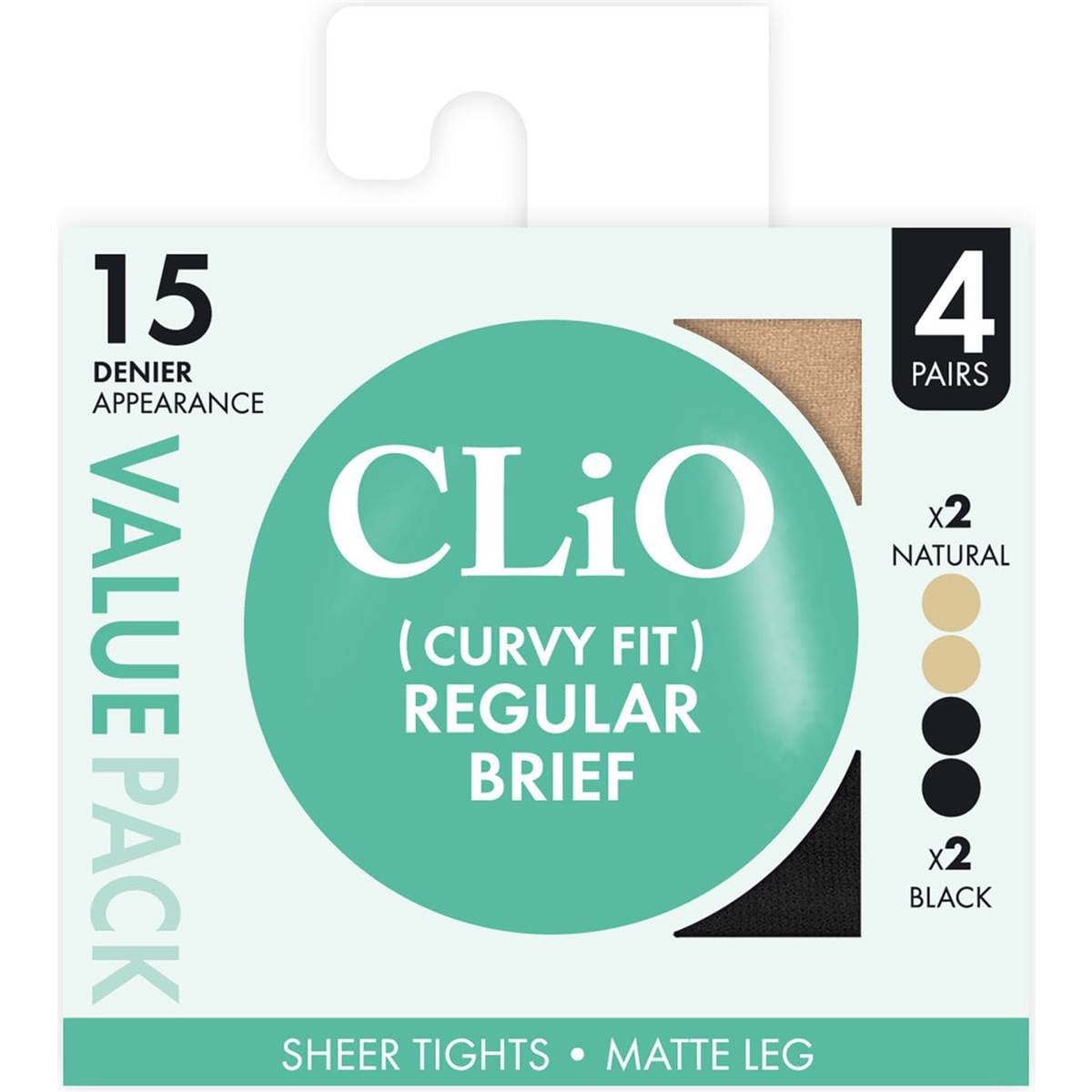 Clio Curvy Fit Regular Brief 15 Denier Variety Size 2