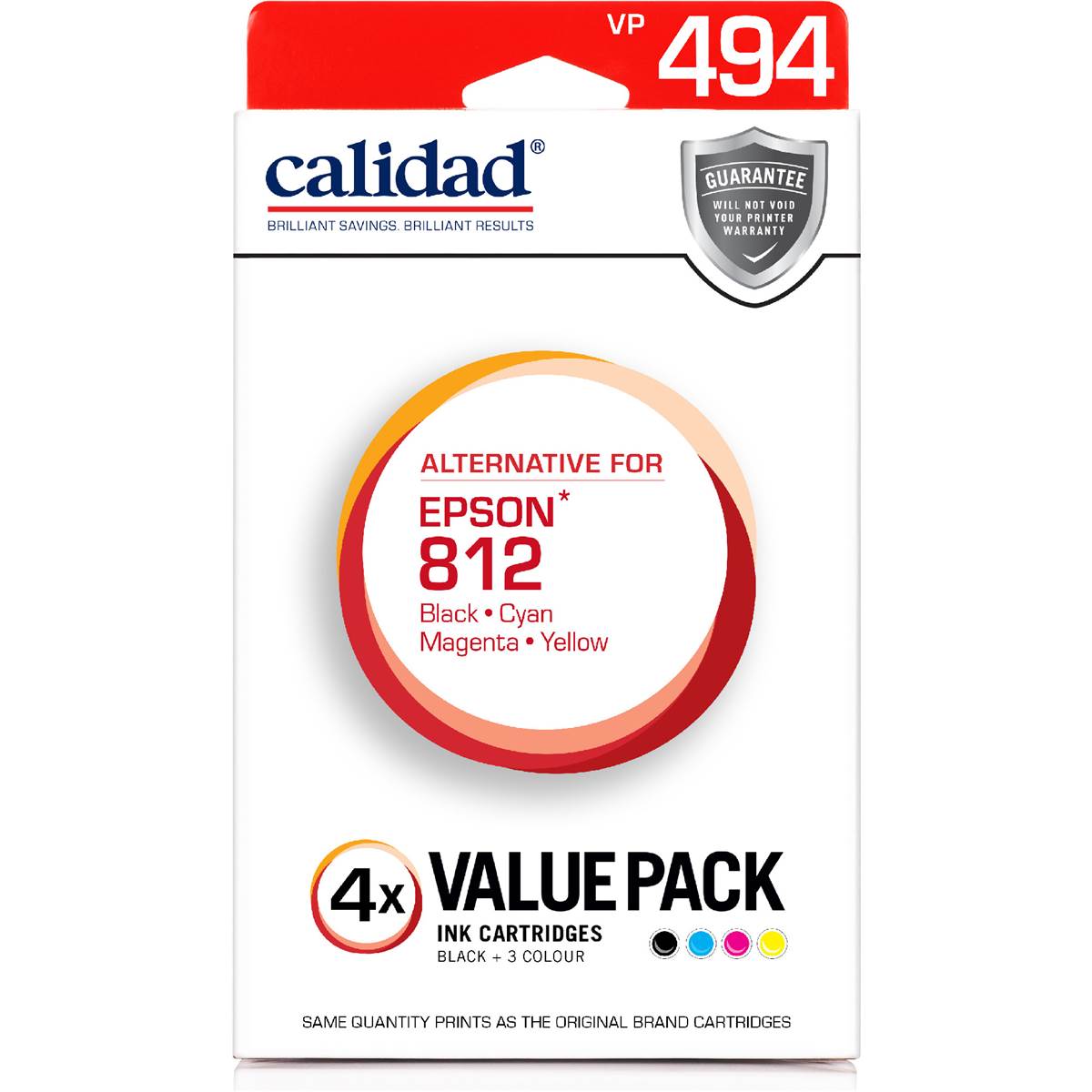 Calidad EPSON 812 VP 494 Ink Cartridges Value 4 pack