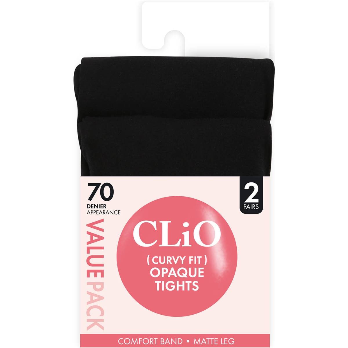 Clio Curvy Fit Opaque Tights 70 Denier Black