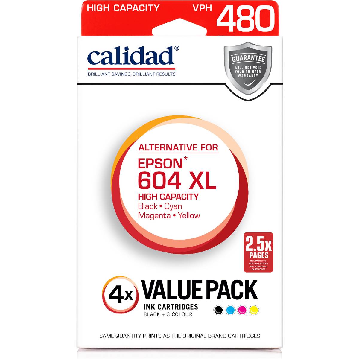 Calidad Epson 604 XL VPH 480 Ink Cartridges Value 4 pack