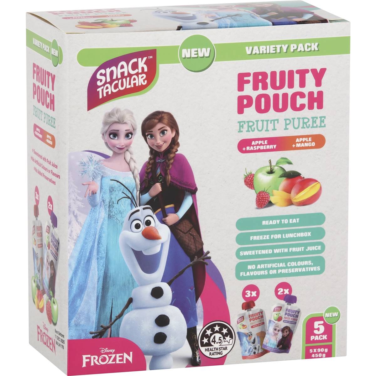 Snacktacular Fruity Pouch Fruit Puree Variety 90g x 5 pack