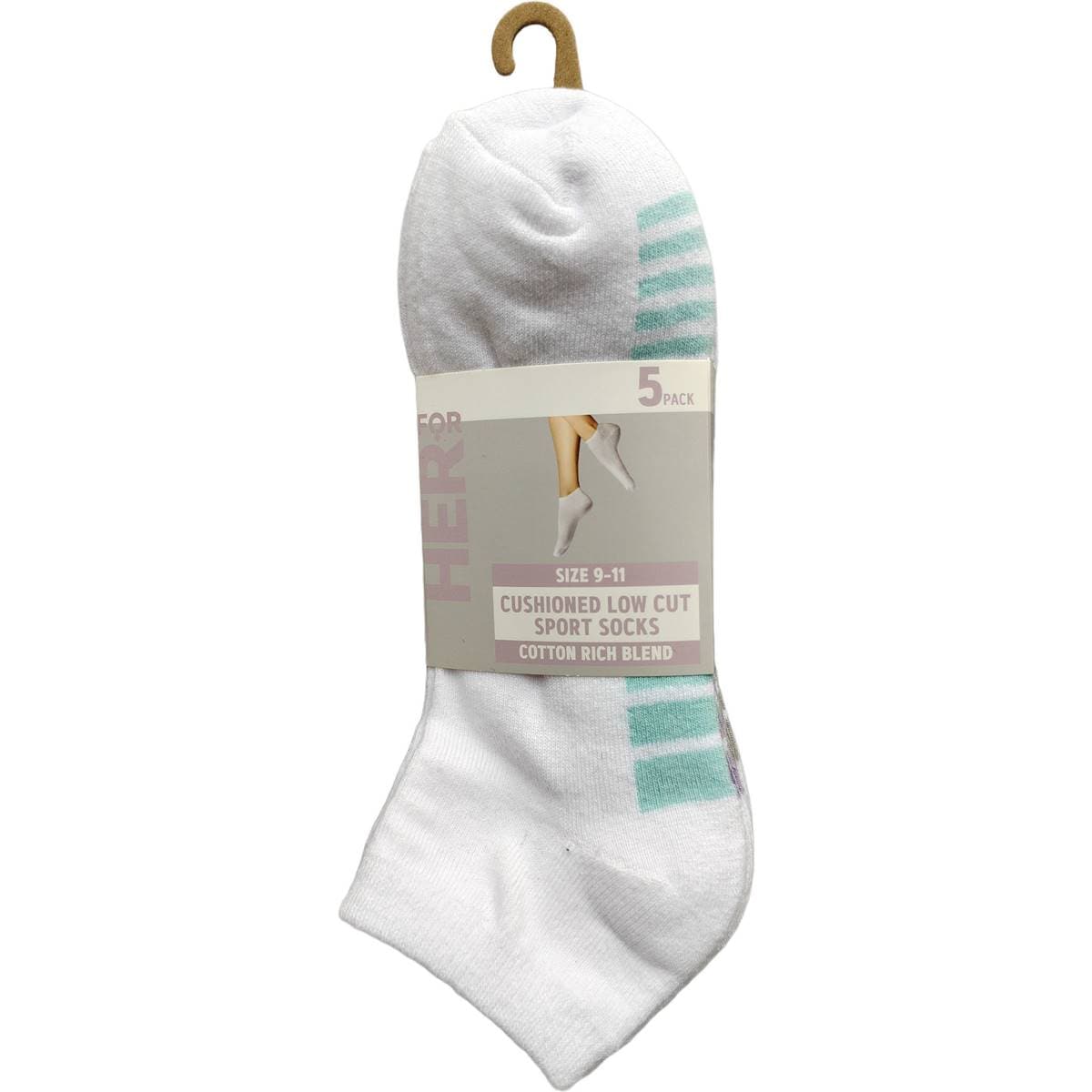 For Her Cushioned Low Cut Sport Socks Size 9-11 White