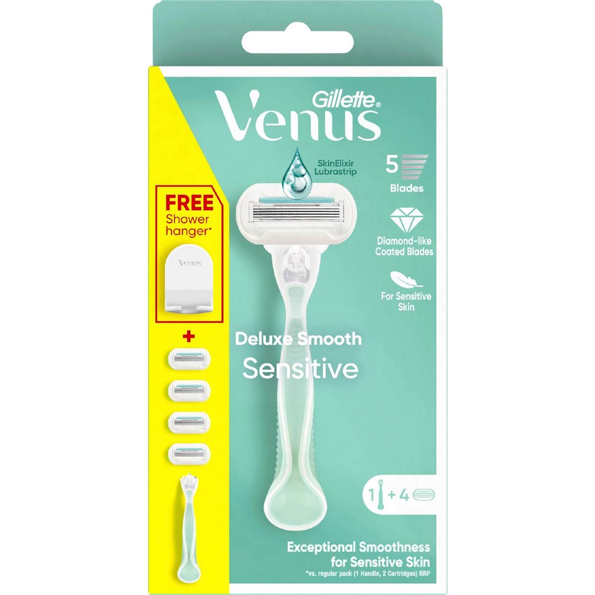 Gillette Venus Deluxe Smooth Sensitive Razor With Shower Hanger 4 pack
