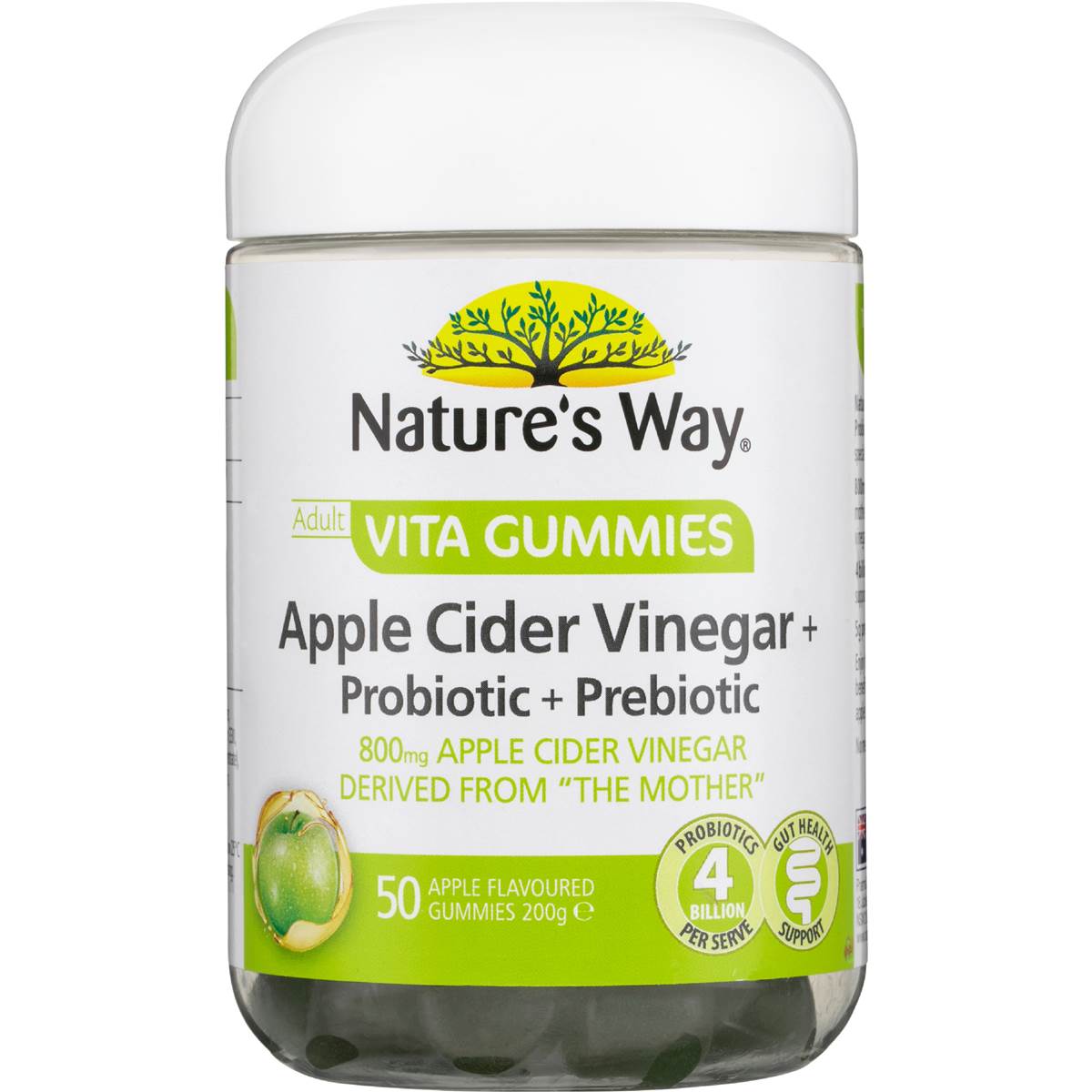 Nature's Way Adult Vita Gummies Apple Cider Vinegar Probiotic Prebiotic 50 pack
