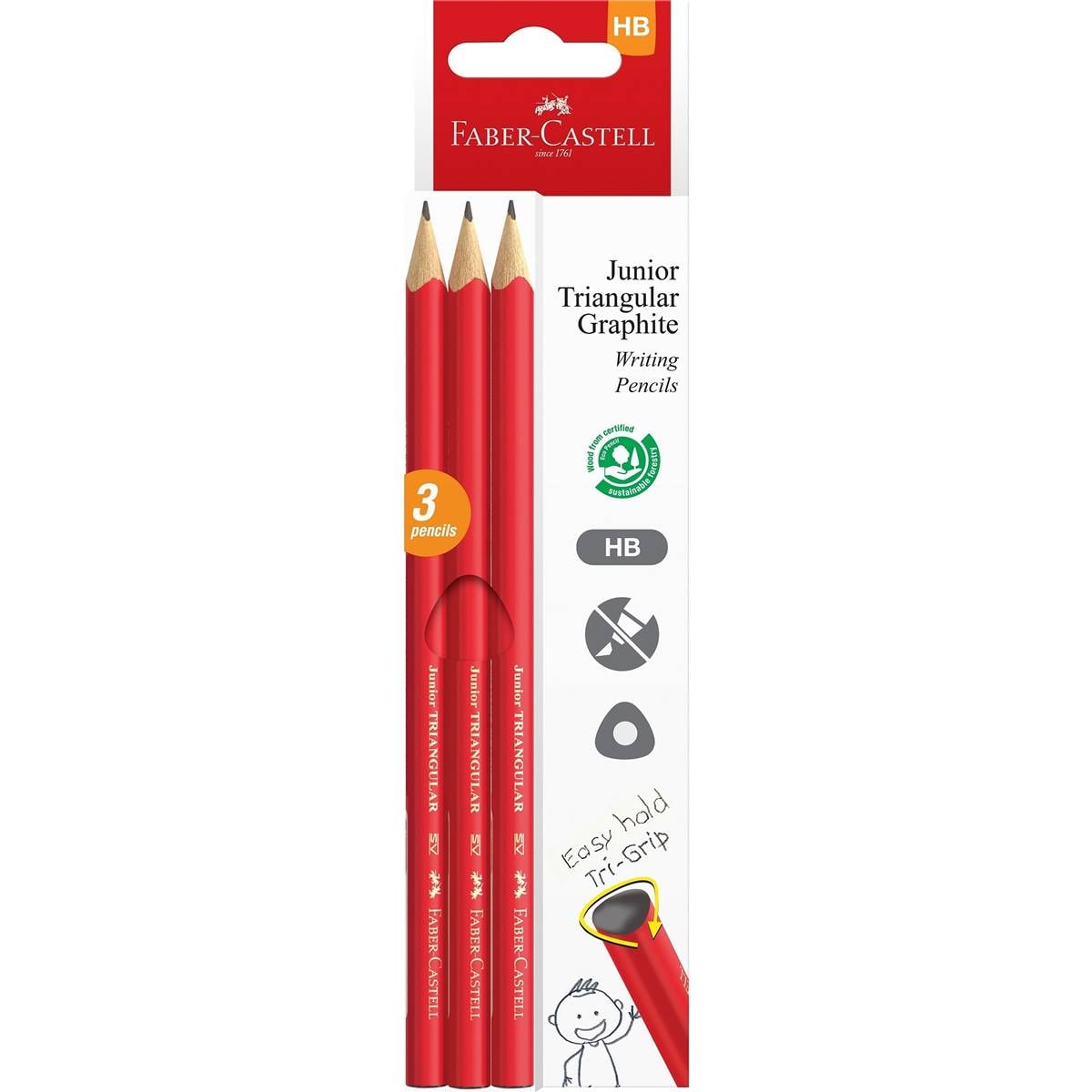 Faber-Castell Junior Triangular Graphite Writing Pencils HB
