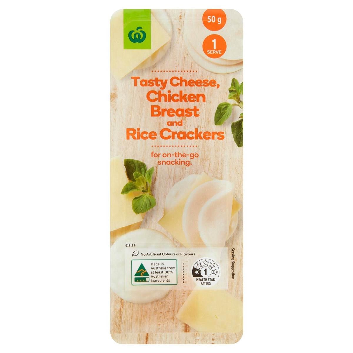 Woolworths Tasty Cheese Chicken Breast & Rice Crackers