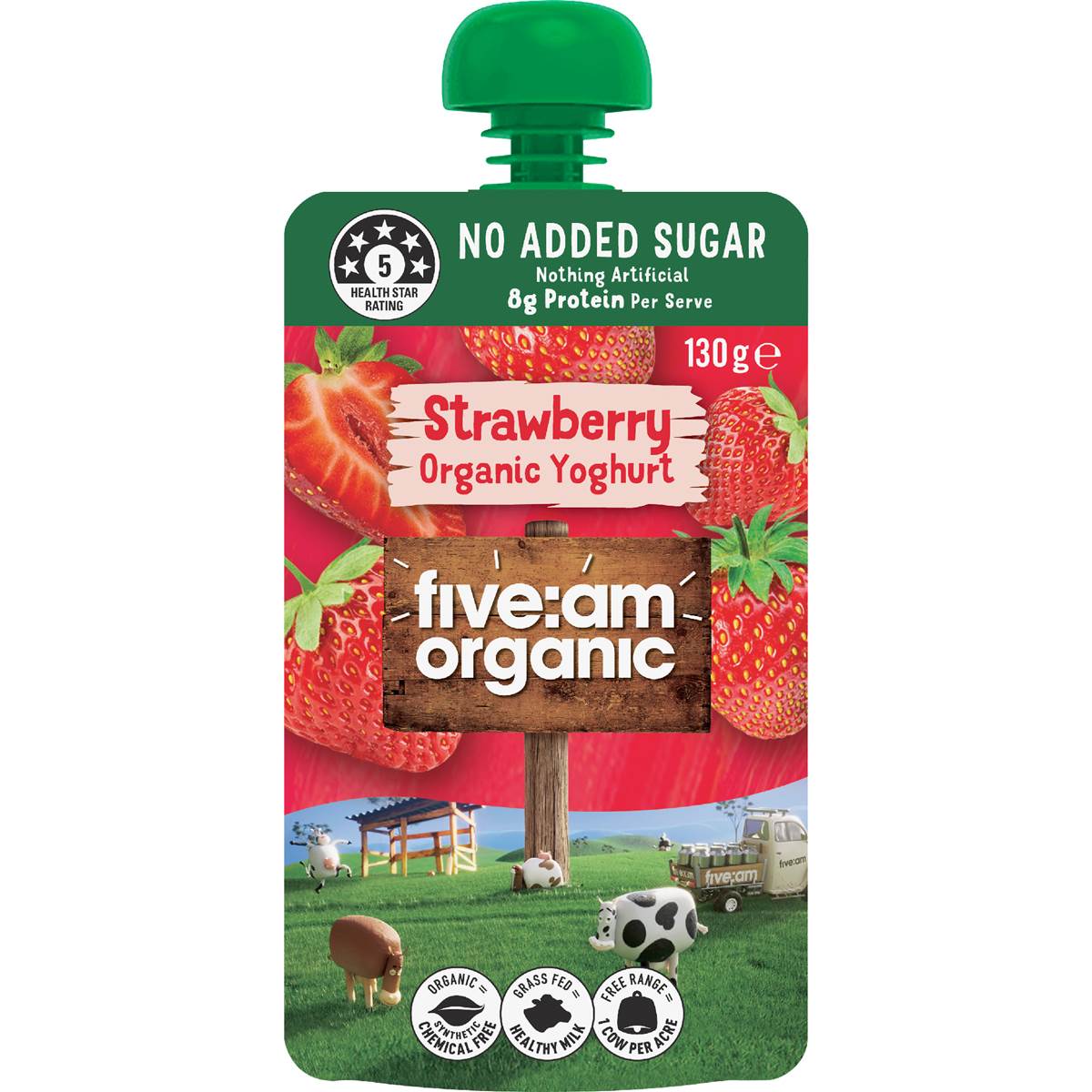 Five:Am Organic Kids No Added Sugar Pouch Strawberry