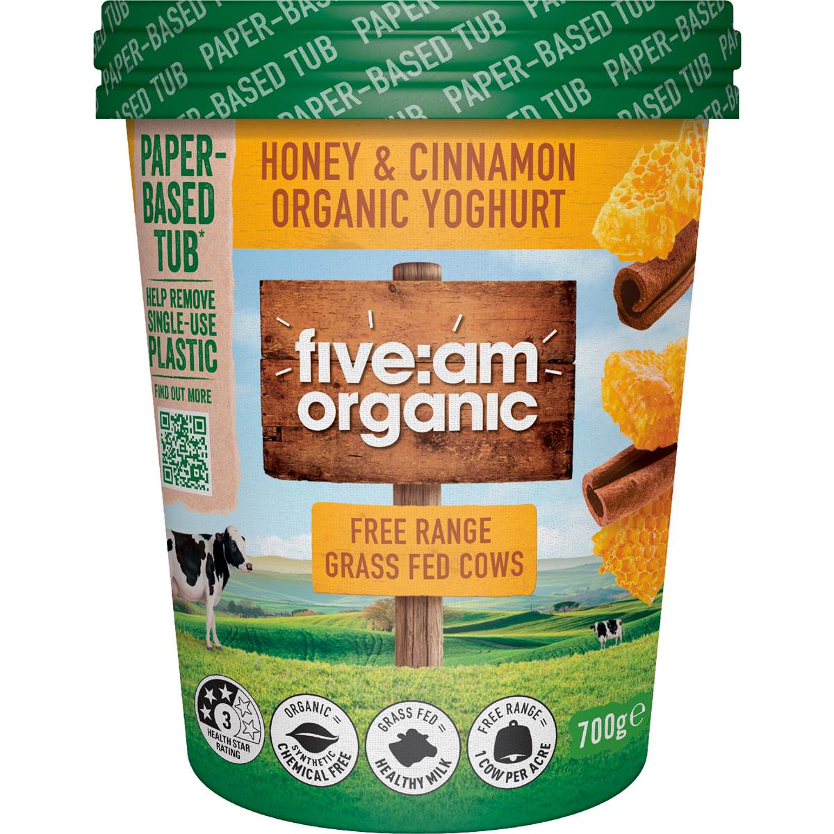 Five:Am Organic Yoghurt Honey & Cinnamon