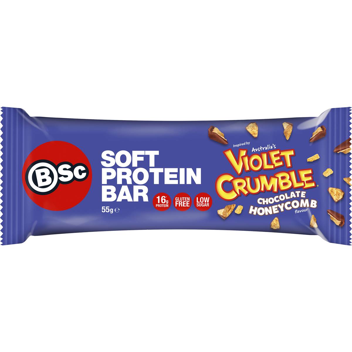 BSc x Violet Crumble Soft Protein Bar Chocolate Honeycomb 55g