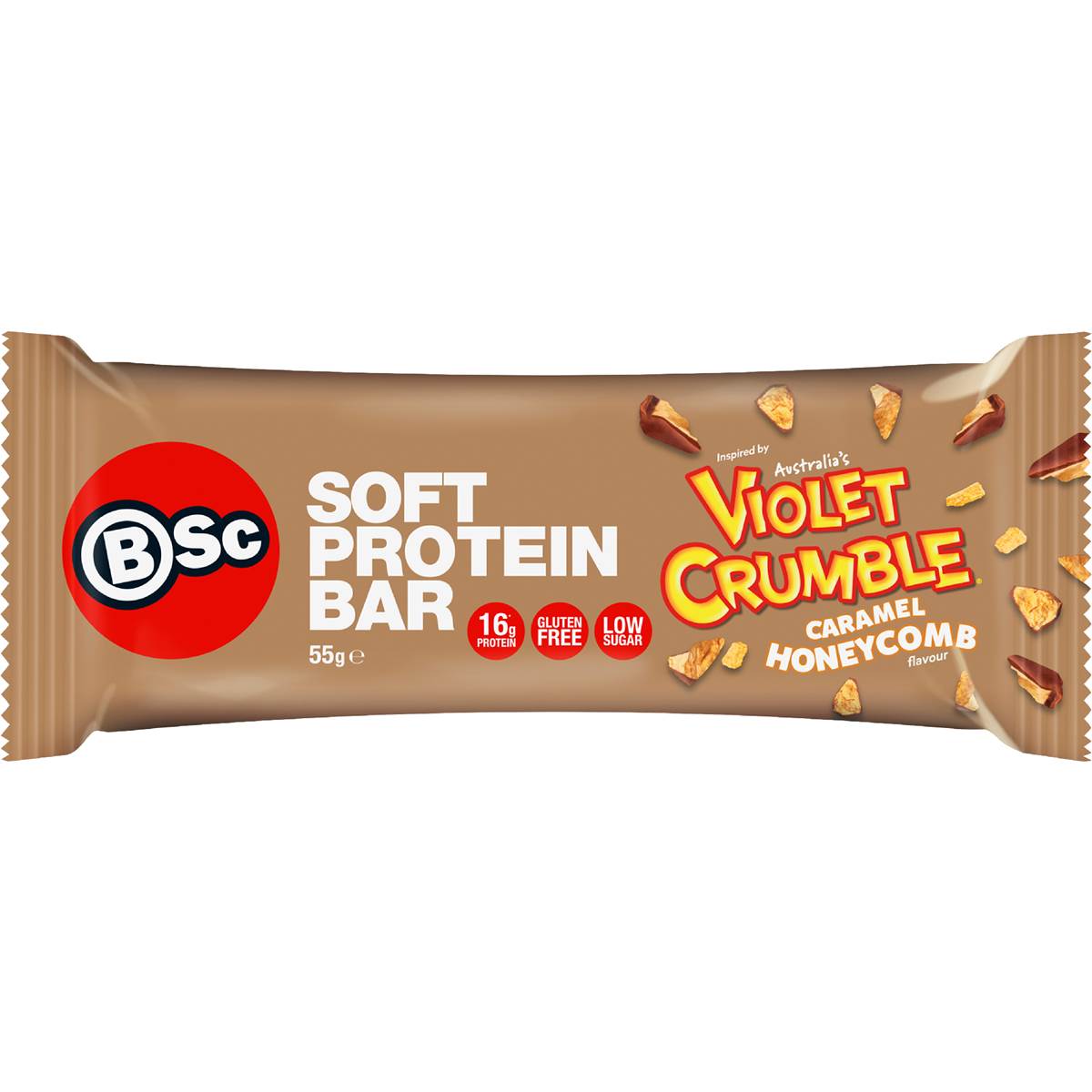 BSc x Violet Crumble Soft Protein Bar Caramel Honeycomb 55g