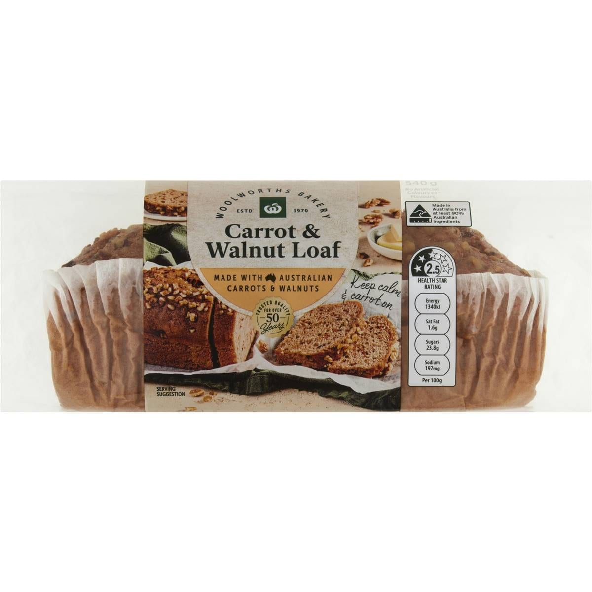 Calories in Woolworths Carrot Loaf calcount