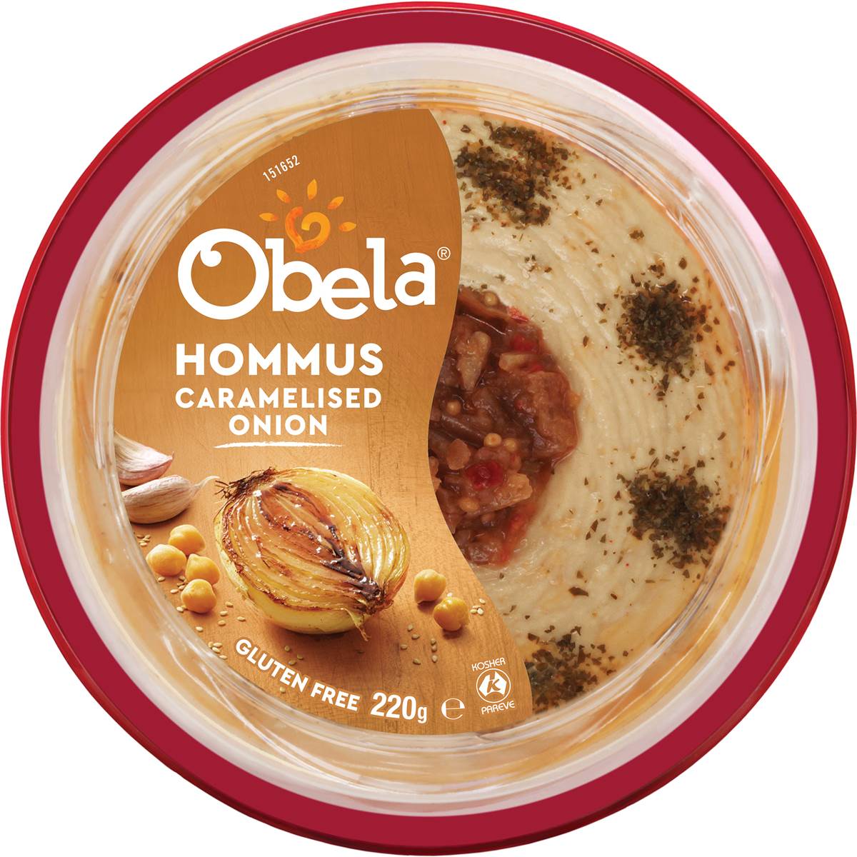 Obela Hommus Dip With Caramelised Onion 220g