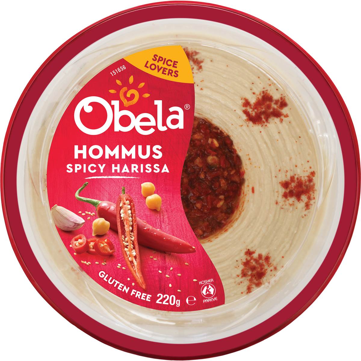 Obela Hommus Dip With Harissa 220g