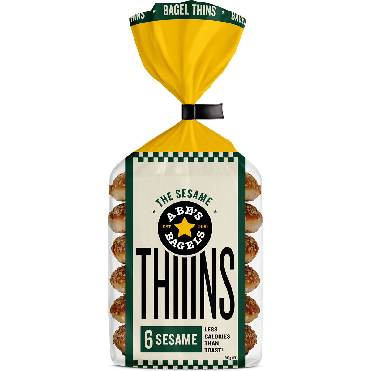 Abe's Bagels Thins Sesame 6 pack