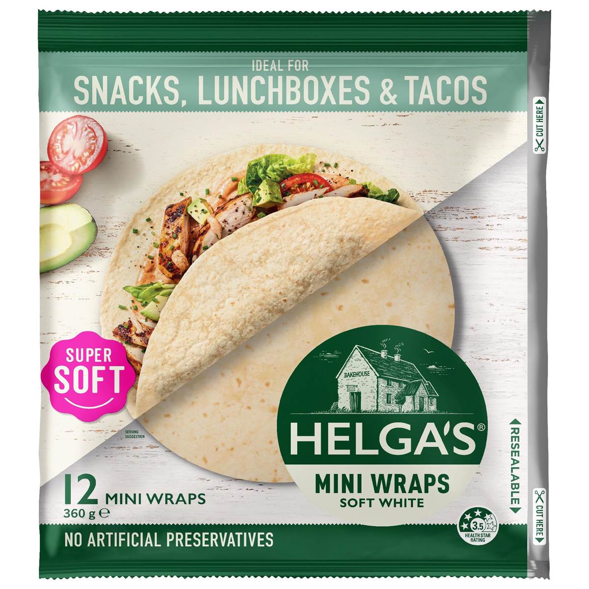 Helga's 12 Soft White Mini Wraps