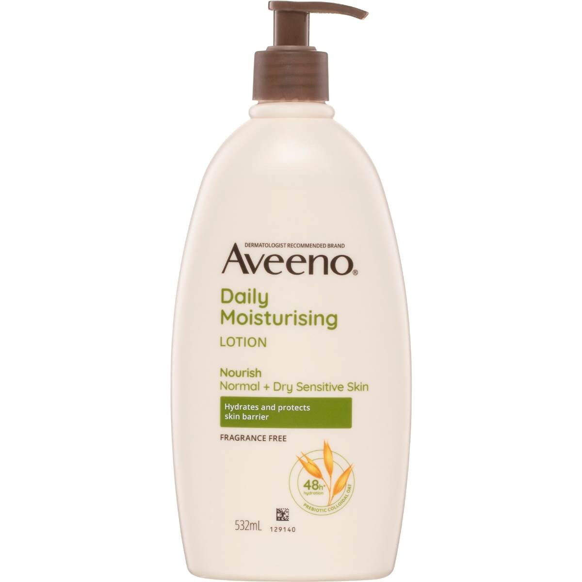 Aveeno Daily Moisturising Body Lotion Fragrance Free Sensitive Skin 532mL