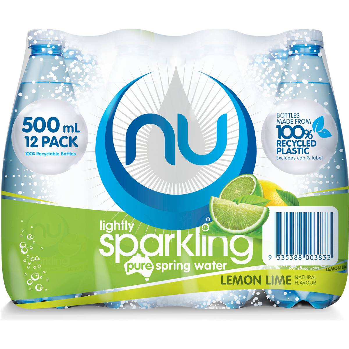 Nu Pure Lightly Sparkling Water Lemon Lime Natural Flavour