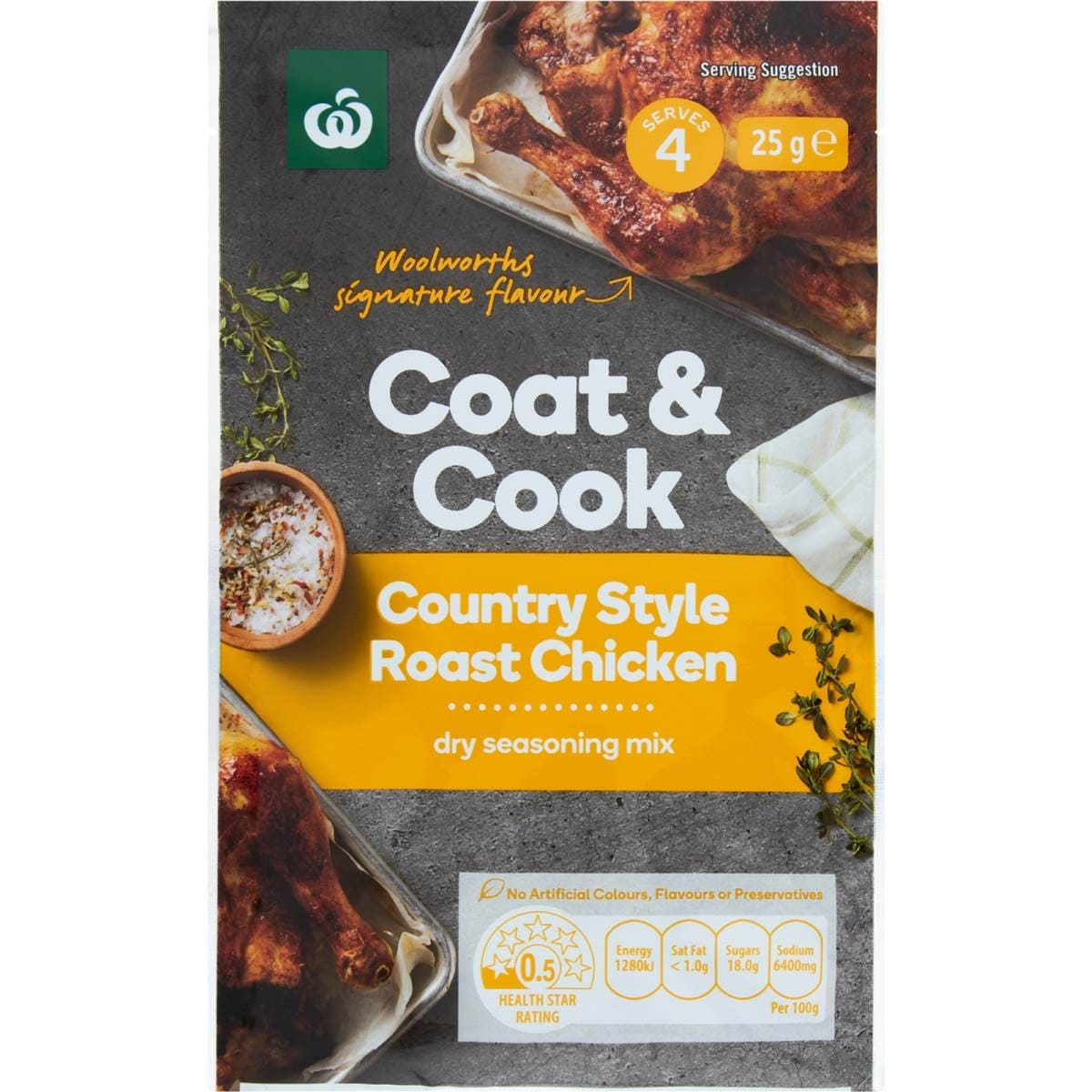Woolworths Coat & Cook Seasoning Mix Country Style Roast Chicken