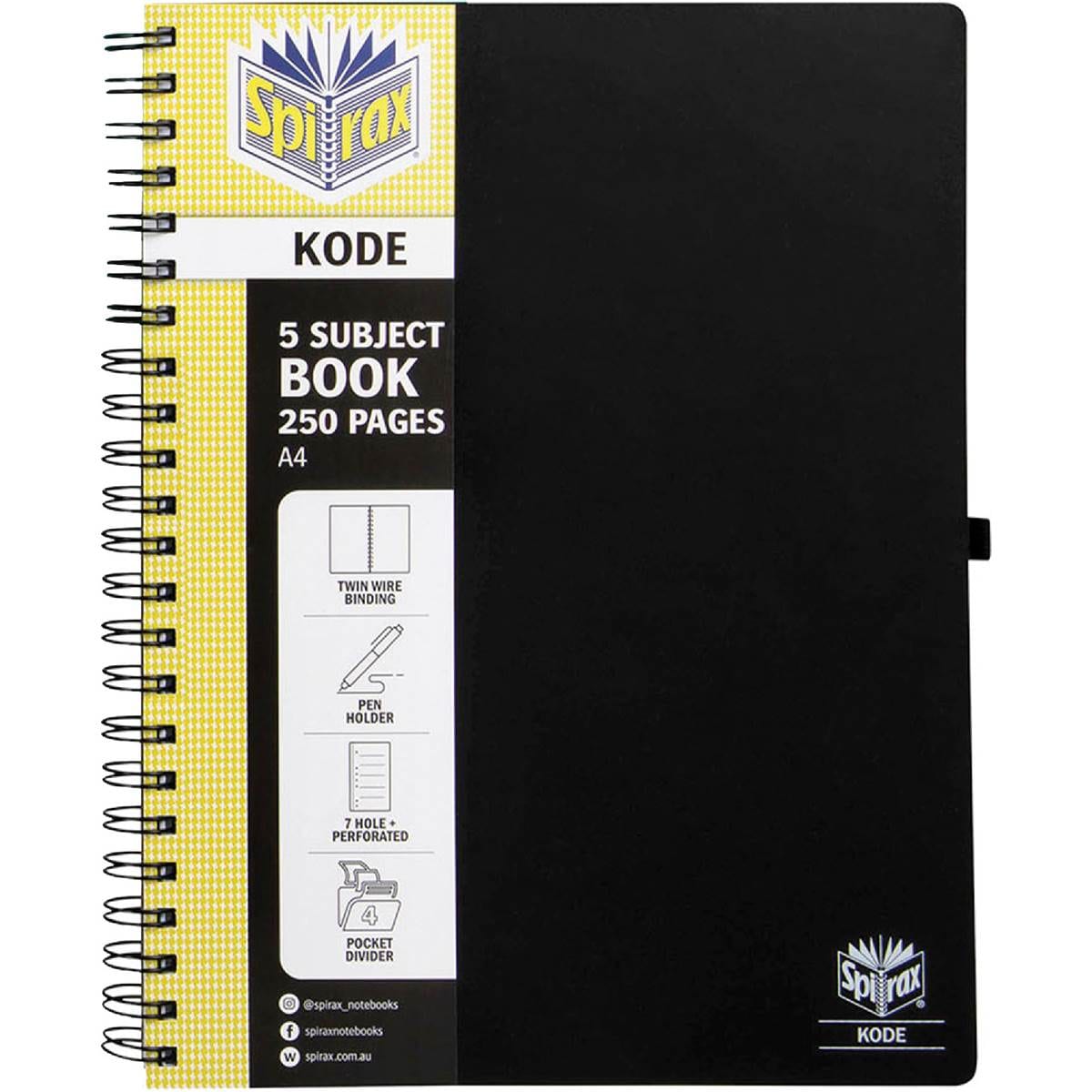 Spirax A4 5 Subject Notebook 250 Pages Assorted each