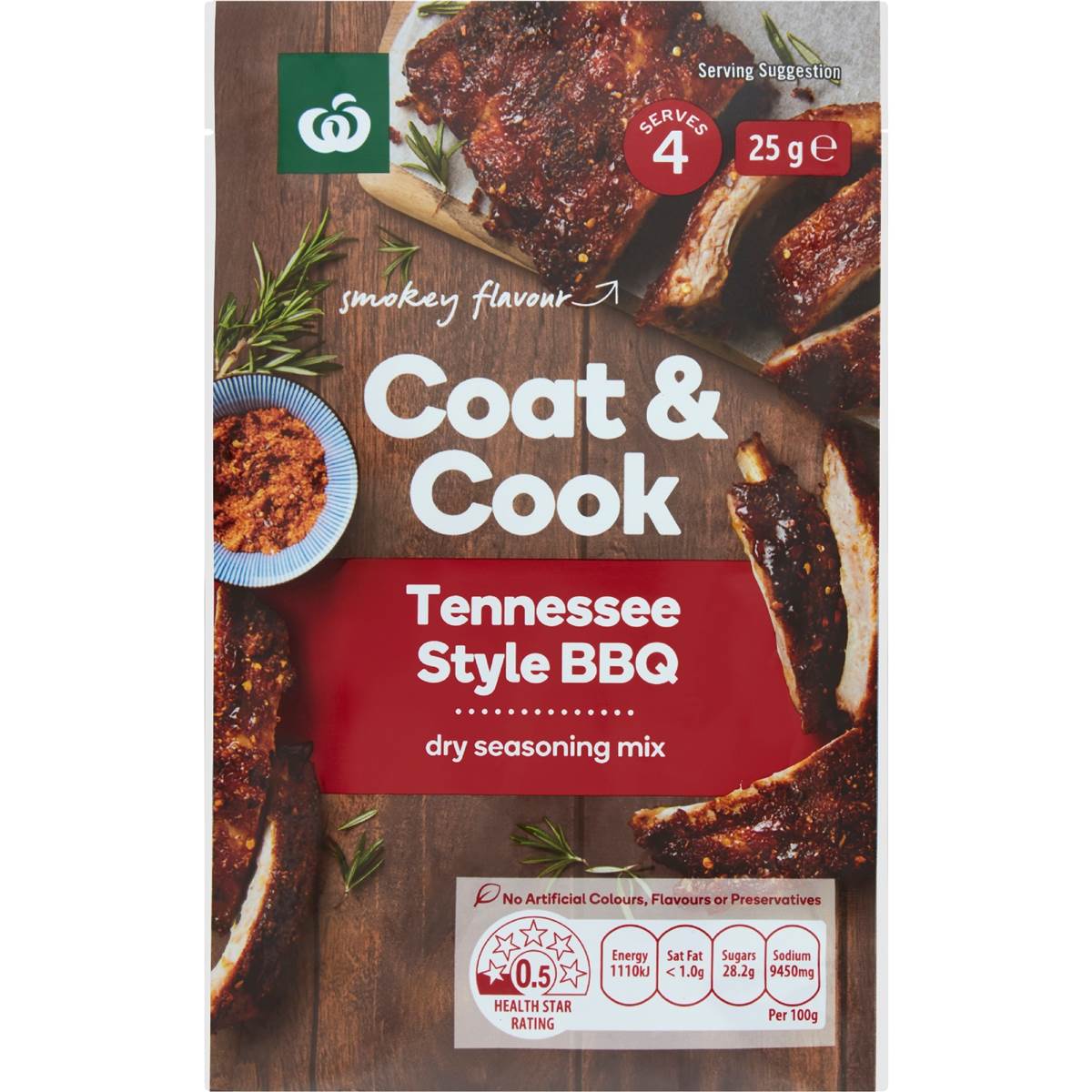 Woolworths Coat & Cook Seasoning Mix Tennessee Style BBQ