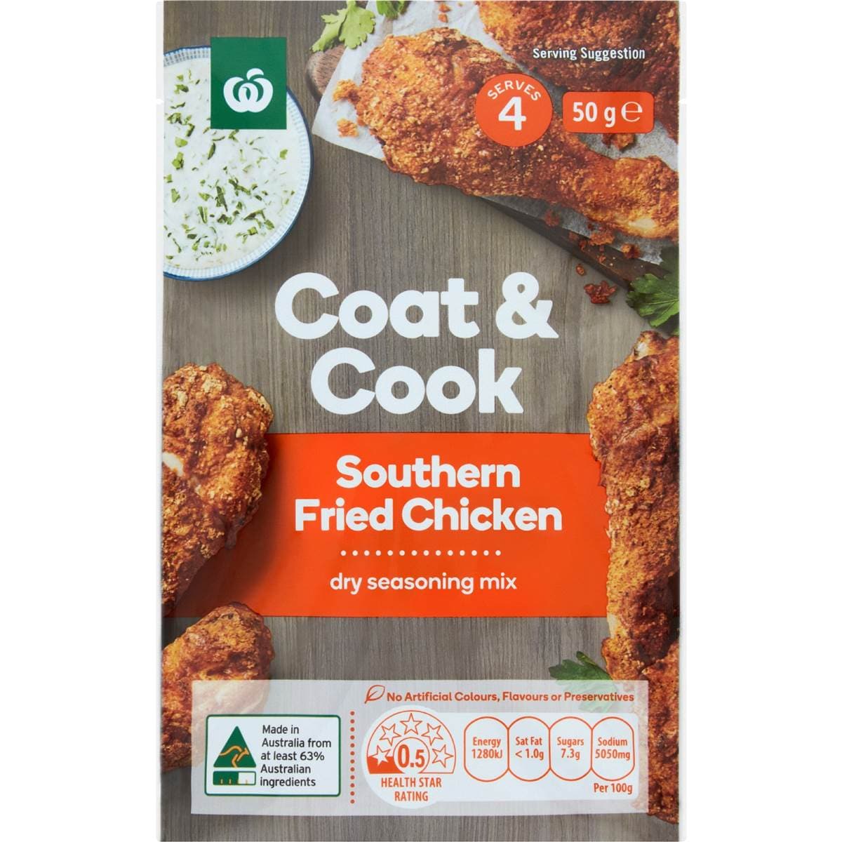 Woolworths Coat & Cook Seasoning Mix Southern Fried Chicken