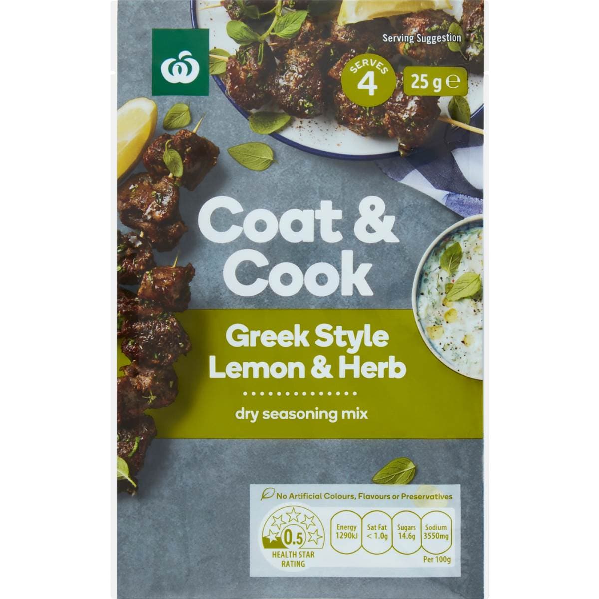 Woolworths Coat & Cook Seasoning Mix Greek Style Lemon & Herb