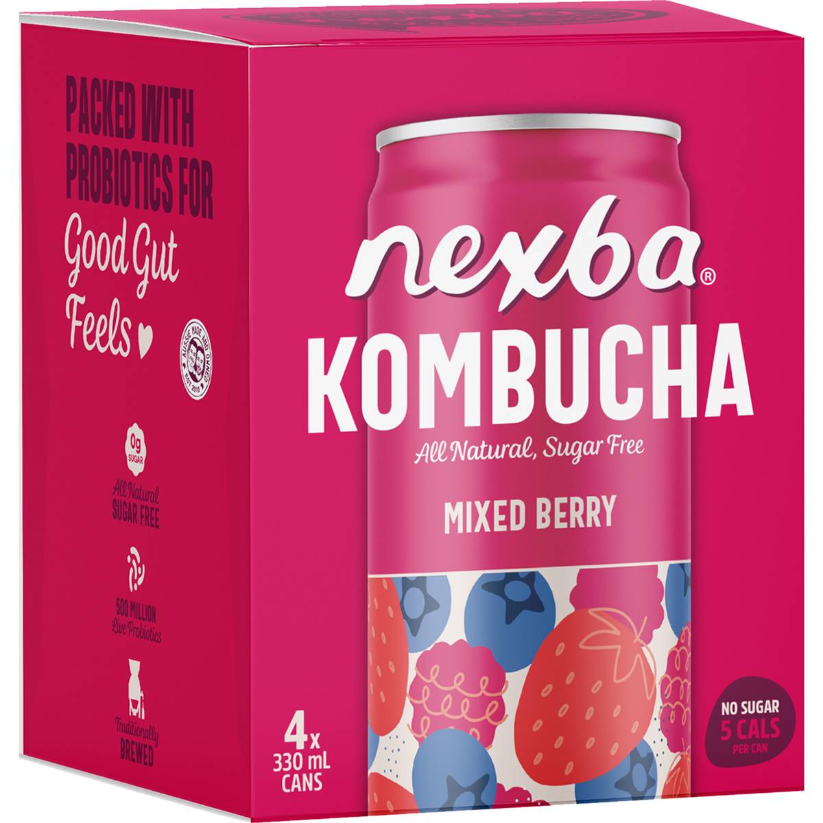 Nexba Kombucha Mixed Berry Drink Cans